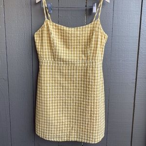 UO Yellow/Grey/White Plaid Mini Dress